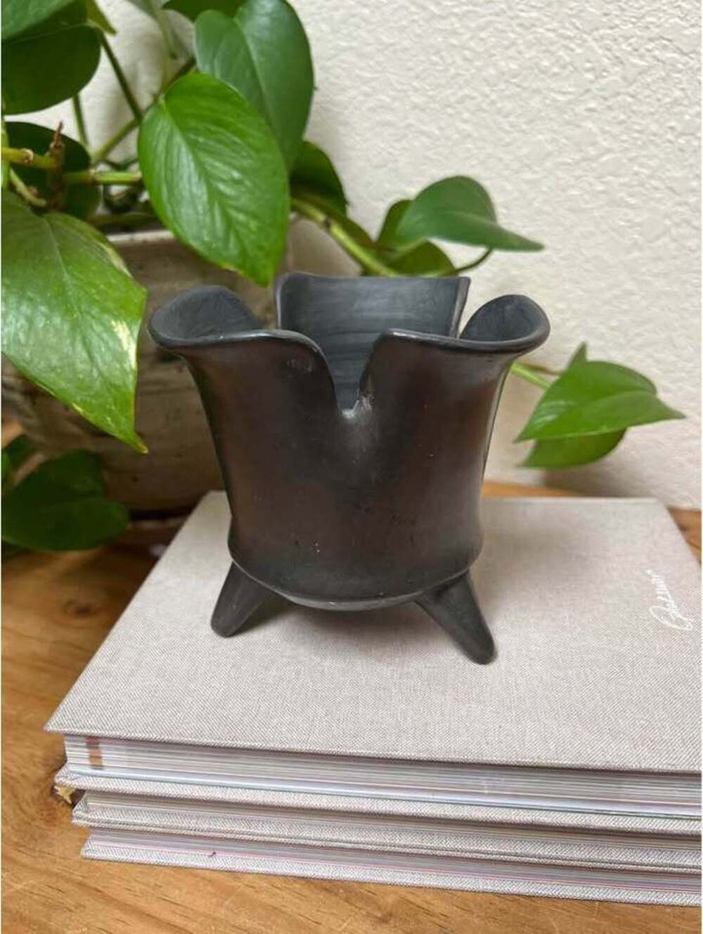 Oaxaca Mexican Blackware Pottery Vase Dish Mexico Pottery Modern Southwest Decor